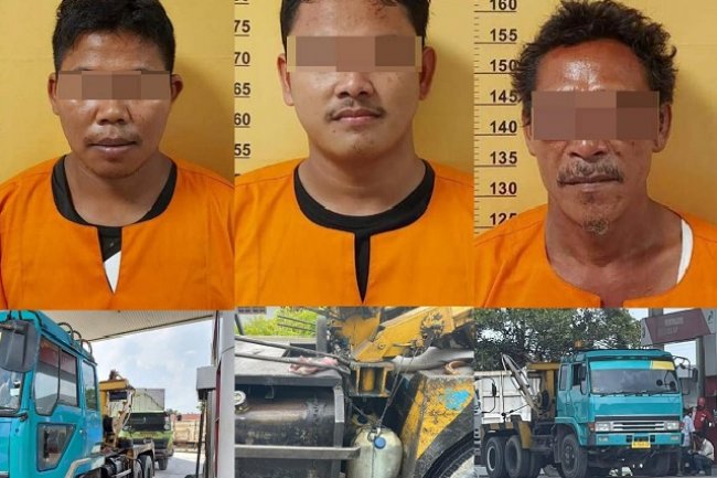 Langsir BBM Subsidi Industri, Aparat Polda Riau Tangkap  Sebuah Truk Derek Bersama Tiga Tersangka