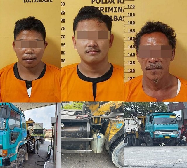 Langsir BBM Subsidi Industri, Aparat Polda Riau Tangkap  Sebuah Truk Derek Bersama Tiga Tersangka