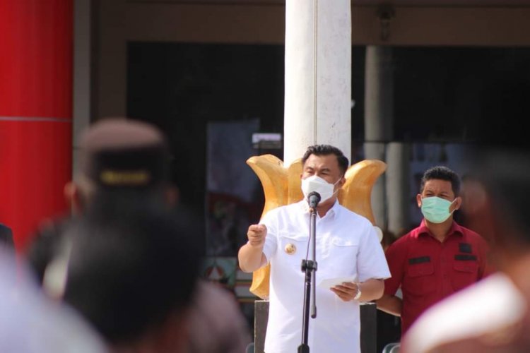 Dipimpin Bupati Sutan Riska, Dharmasraya Gelar Apel Gabungan Percepatan Vaksinasi Covid-19