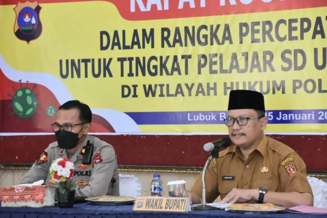 Rakor dengan Pemkab, Polres Agam Bahas Percepatan Vaksinasi Pelajar Usia 6-11 Tahun