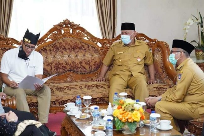 Wako Hendri Septa Sampaikan Perkembangan Youth Center Kepada Menparekraf RI Sandiaga Uno 