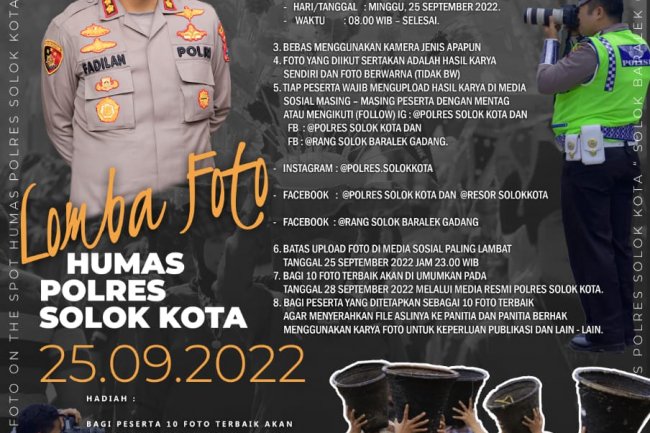 Sukseskan Event Rang Solok Baralek Gadang,Polres Solok Kota Gelar Lomba Fotografi