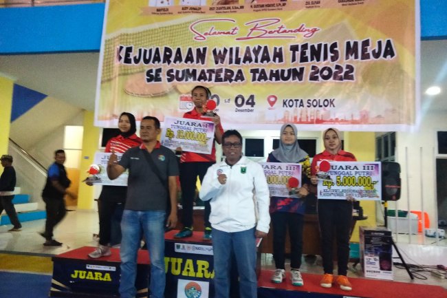 Riau Juara Umum Kejurwil Tenis Meja Se-Sumatera