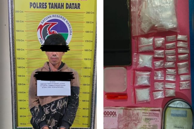 Simpan Puluhan Paket Sabu, Warga Tanjung Baru Ditangkap Tim Tarantula Polres Tanah Datar