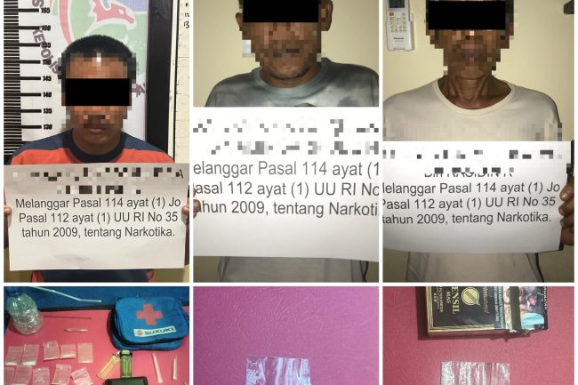Satresnarkoba Polres Dharmasraya Ringkus 3 Orang Tersangka Narkoba  di Lokasi Berbeda