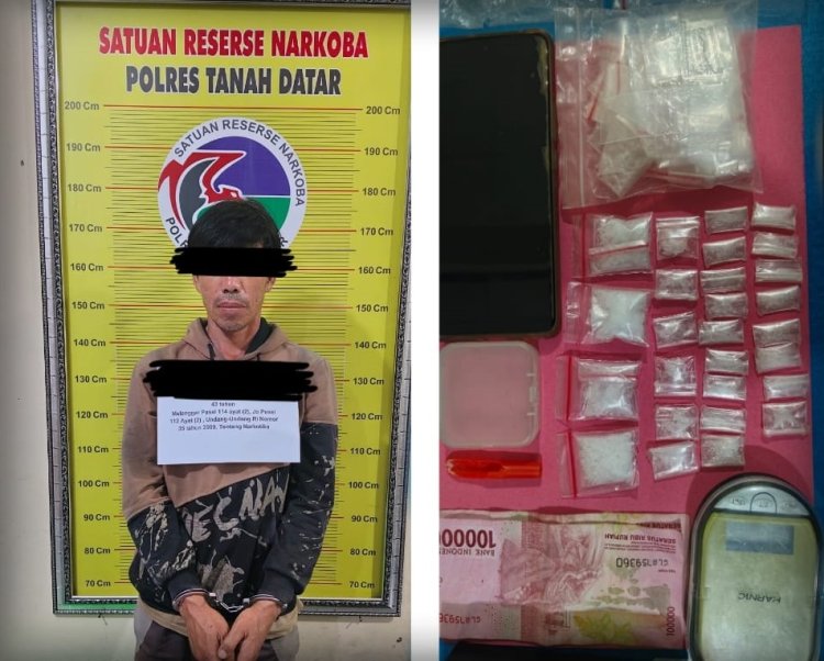 Simpan Puluhan Paket Sabu, Warga Tanjung Baru Ditangkap Tim Tarantula Polres Tanah Datar