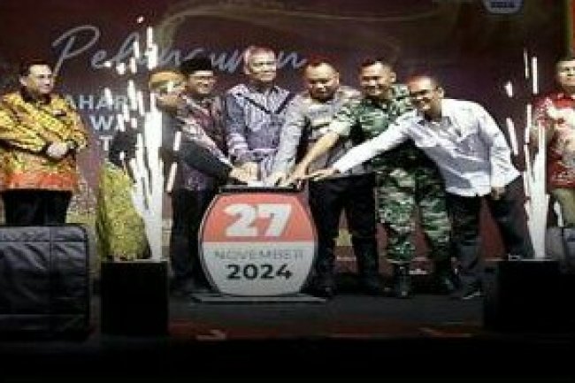 Pj Bupati Syarif Kamaruzaman Hadiri Peluncuran Tahapan Pemilihan Bupati dan Wakil Bupati Kubu Raya