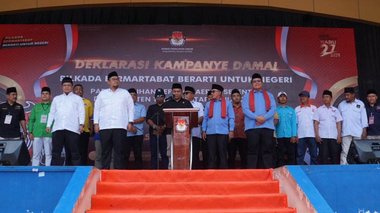 Deklarasi Damai di Gelar KPU, Kedua Paslon Pilkada Tanah Datar Hadir