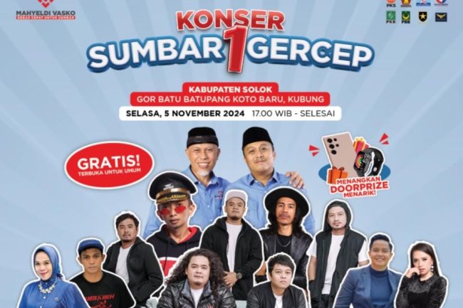 Hadirkan Penyanyi Andra Respati,  Konser Sumbar Gercep Mahyeldi-Vasko  Bakal “Hoyak” Pesisir Selatan