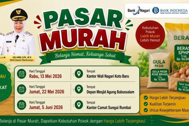 Pemkab Dharmasraya Gelar Pasar Murah, Warga Bisa Beli Beras hingga Minyak Goreng Lebih Murah