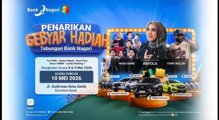 Kota Solok Jadi Tuan Rumah Gebyar Hadiah Tabungan Bank Nagari 2026, UMKM dan Ekonomi Lokal Dipacu