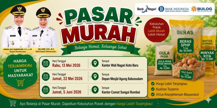 Pemkab Dharmasraya Gelar Pasar Murah, Warga Bisa Beli Beras hingga Minyak Goreng Lebih Murah